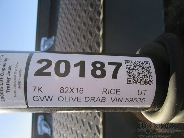 2026 Rice Trailers Utility TST8216