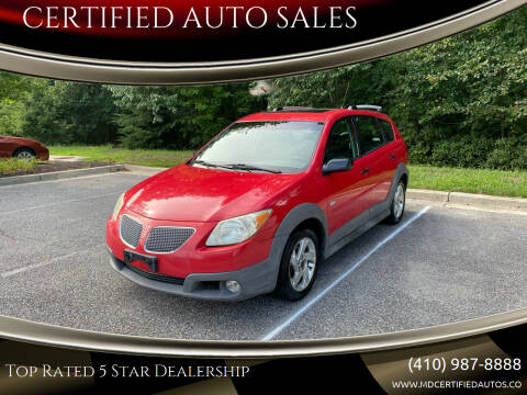 2005 Pontiac Vibe for sale at CERTIFIED AUTO SALES in Gambrills MD