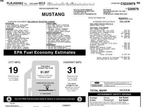 2012 Ford Mustang V6 Premium
