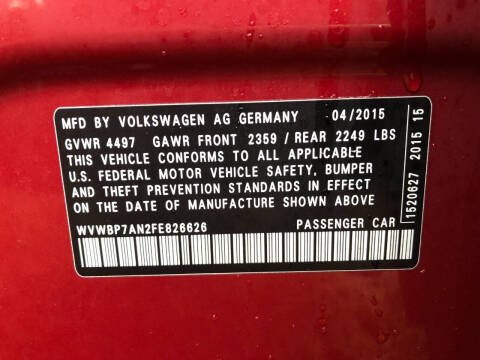 2015 Volkswagen CC 2.0T Sport