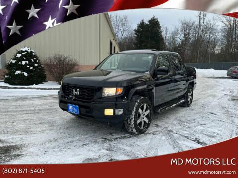 2014 Honda Ridgeline for sale at MD Motors LLC in Williston VT