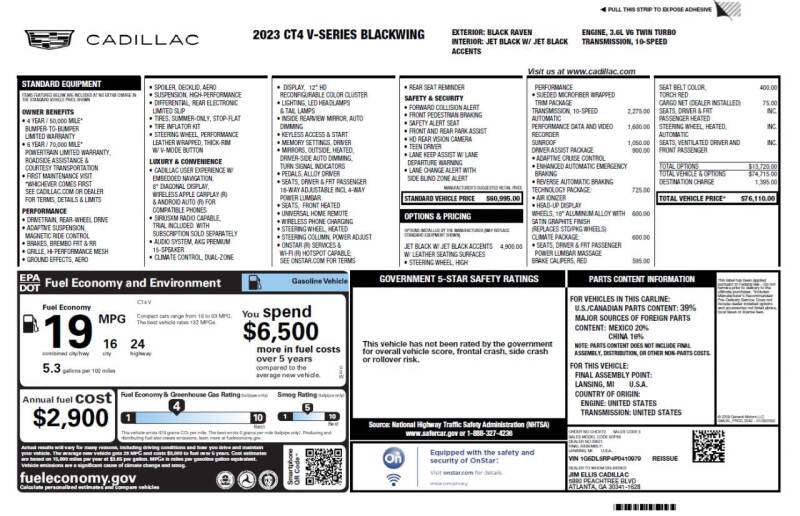 2023 Cadillac CT4-V Blackwing