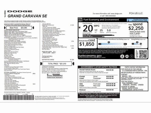 2017 Dodge Grand Caravan SE