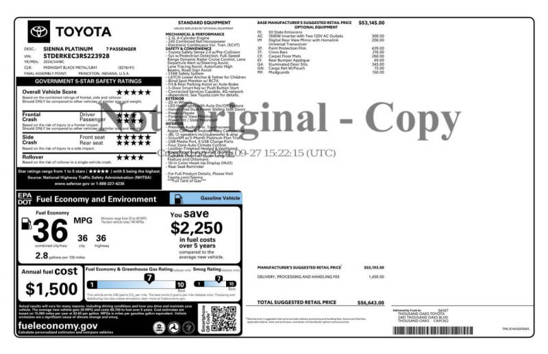 2024 Toyota Sienna Platinum 7-Passenger