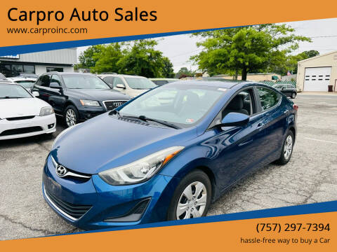 2016 Hyundai Elantra for sale at Carpro Auto Sales in Chesapeake VA