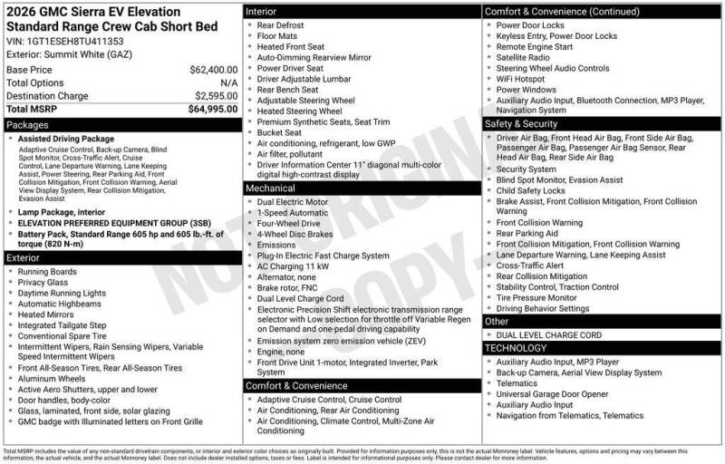 2026 GMC Sierra EV Elevation