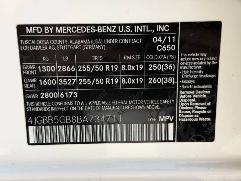 2011 Mercedes-Benz M-Class ML 350