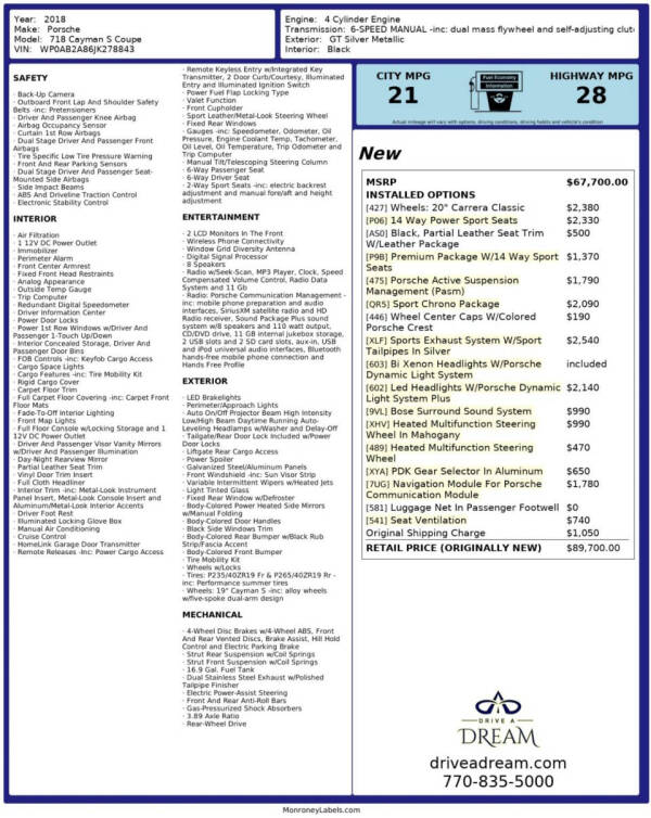 2018 Porsche 718 Cayman