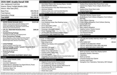 2026 GMC Acadia Denali