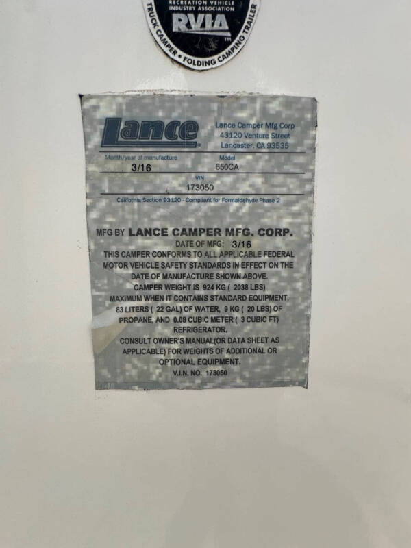 2017 Lance Camper 650