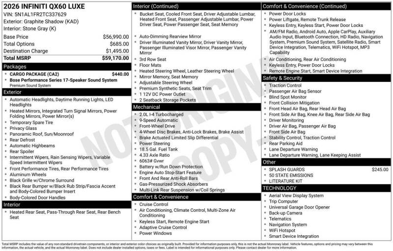 2026 Infiniti QX60 Luxe