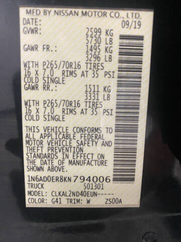 2019 Nissan Frontier SV