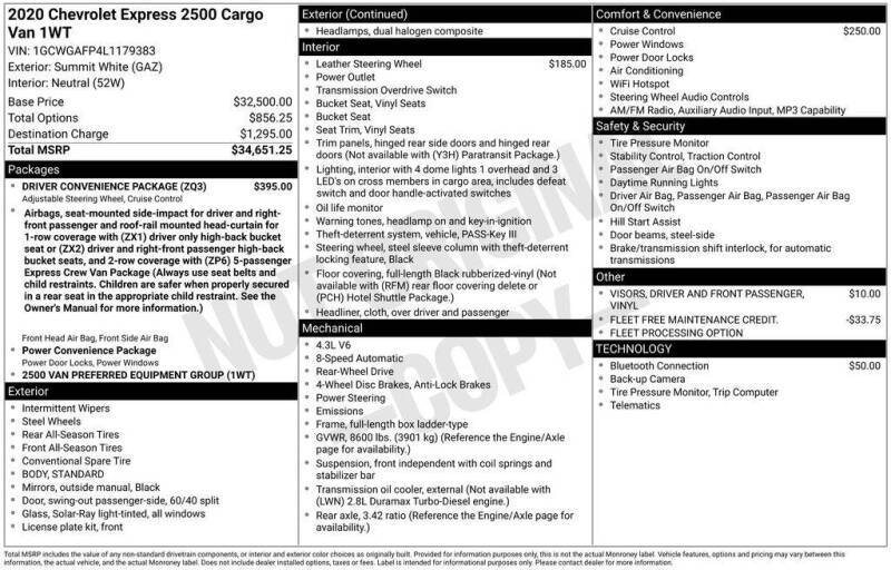2020 Chevrolet Express 2500