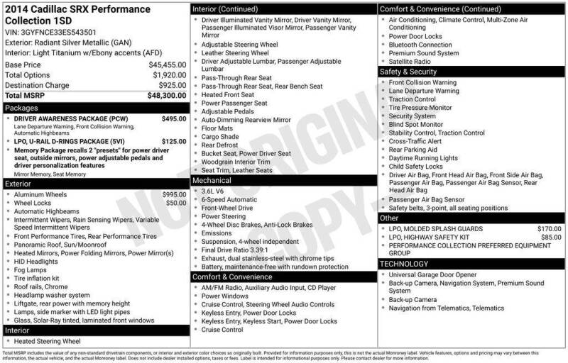 2014 Cadillac SRX Performance Collection