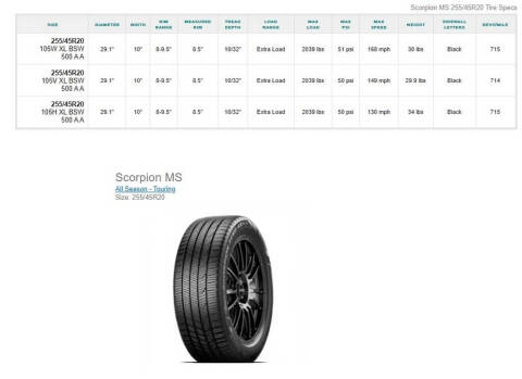 255/45R20 Pirelli Scorpion MS