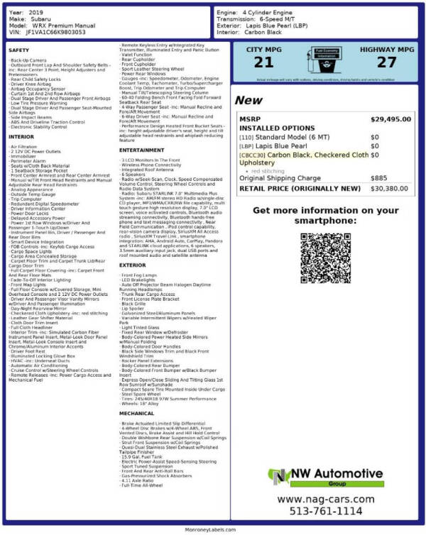 2019 Subaru WRX Premium