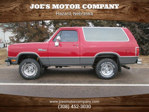 1991 Dodge Ramcharger for sale at Joe's Motor Company in Hazard NE