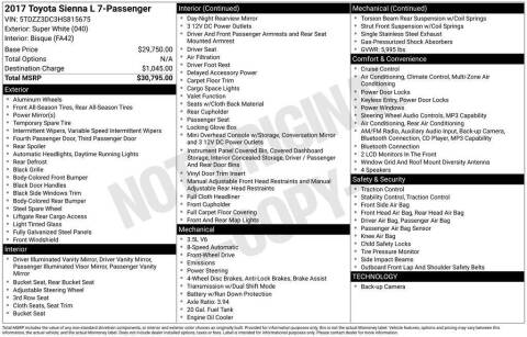 2017 Toyota Sienna L 7-Passenger
