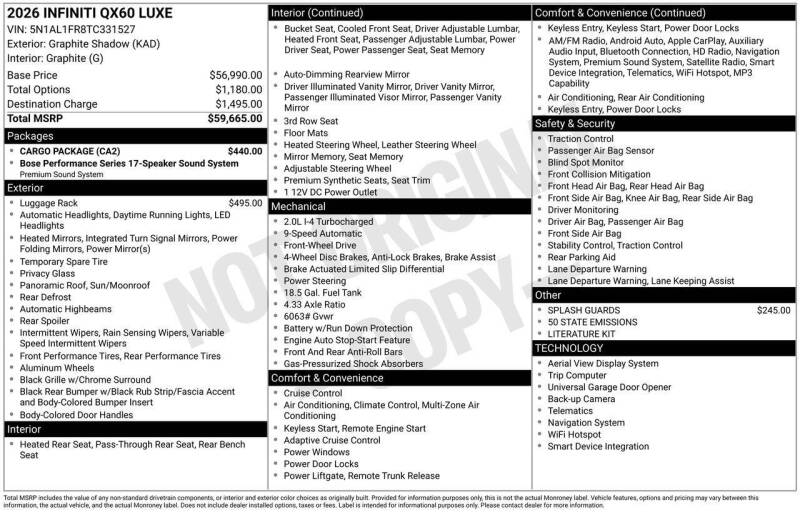 2026 Infiniti QX60 Luxe