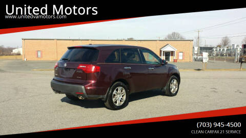 2008 Acura MDX for sale at United Motors in Fredericksburg VA