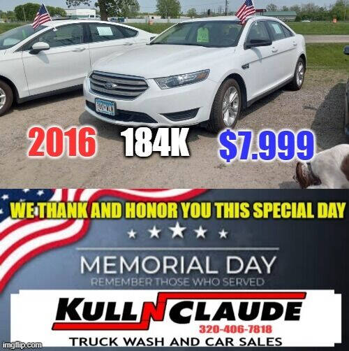 2016 Ford Taurus for sale at Kull N Claude Auto Sales in Saint Cloud MN