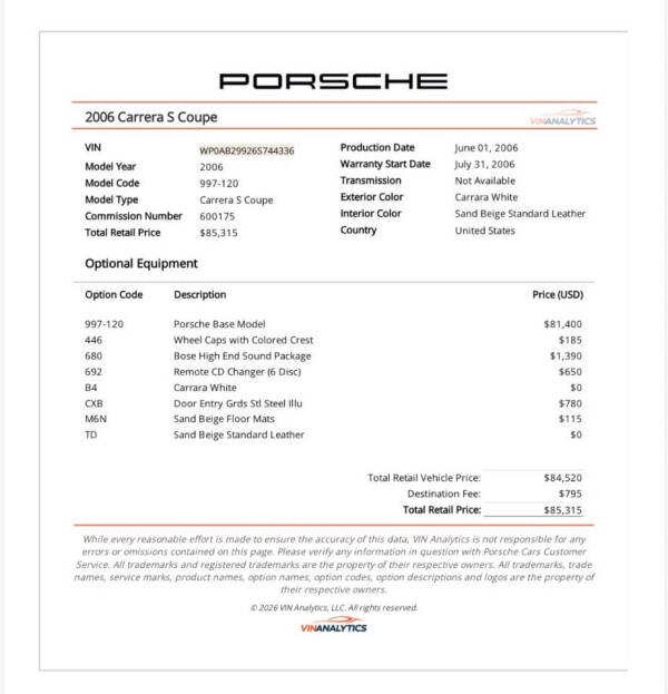2006 Porsche 911 Carrera S
