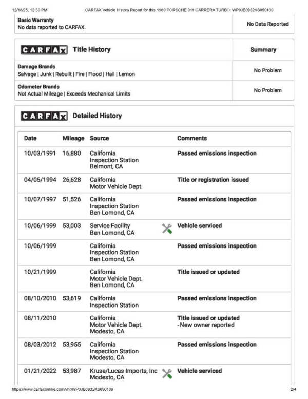 1989 Porsche 911 Carrera Turbo