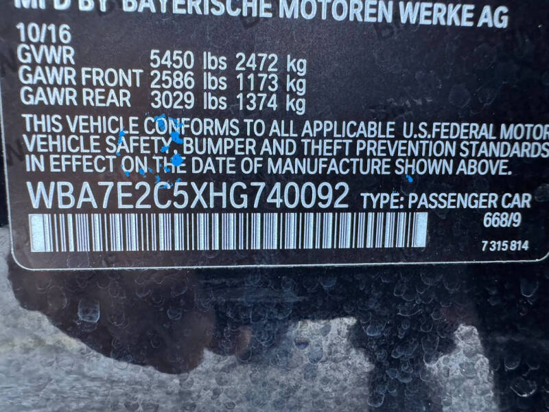 2017 BMW 7 Series 740i