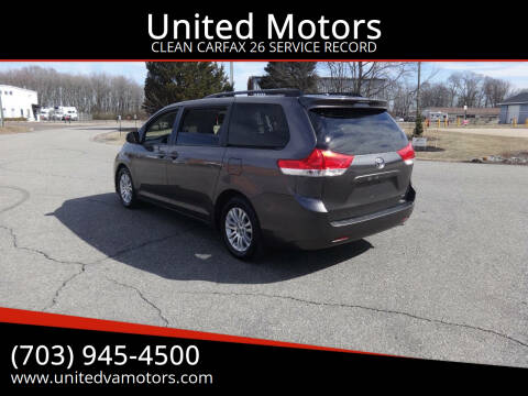 2013 Toyota Sienna for sale at United Motors in Fredericksburg VA