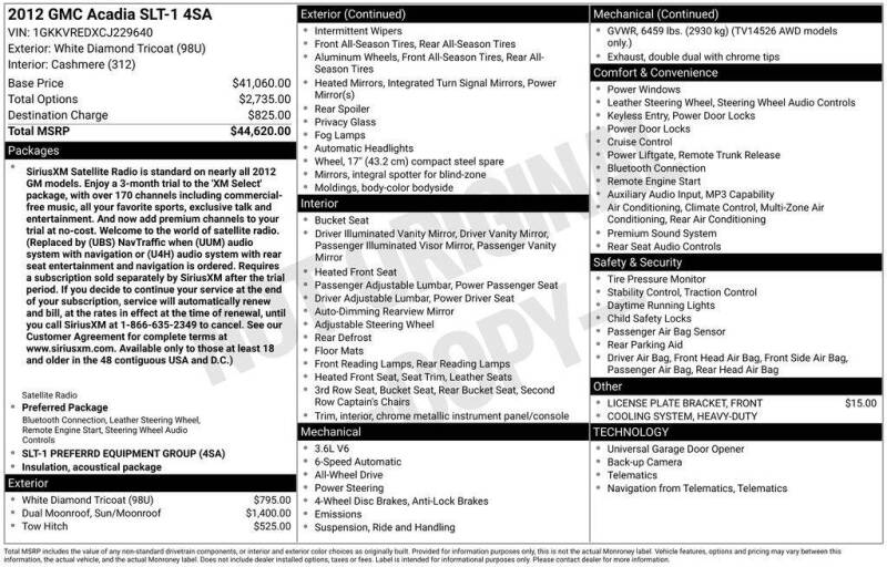 2012 GMC Acadia SLT-1