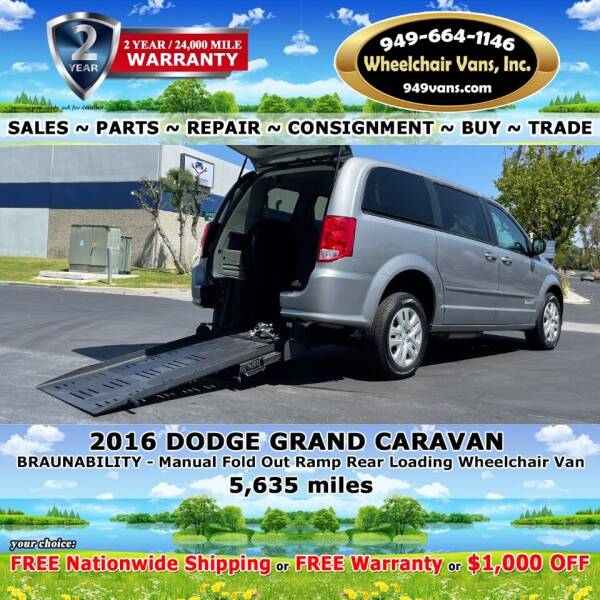 2016 Dodge Grand Caravan for sale at Wheelchair Vans Inc - New and Used in Laguna Hills CA