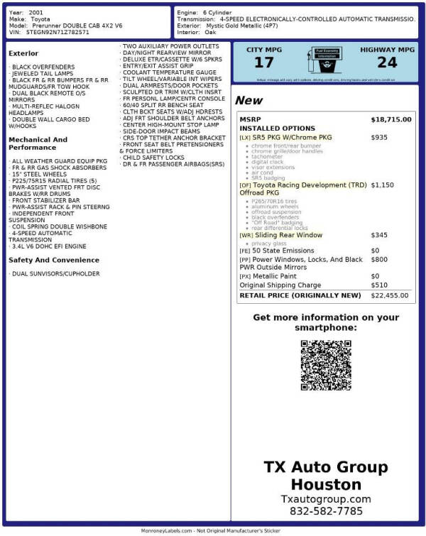 2001 Toyota Tacoma Prerunner V6