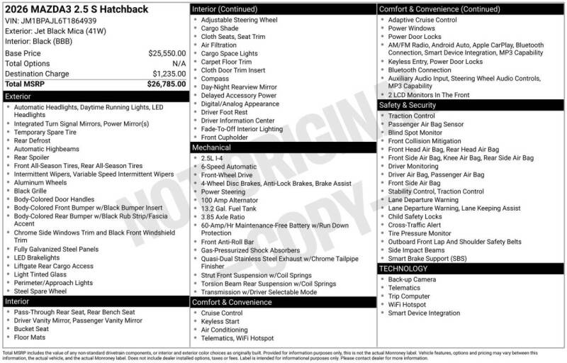 2026 Mazda Mazda3 Hatchback 2.5 S