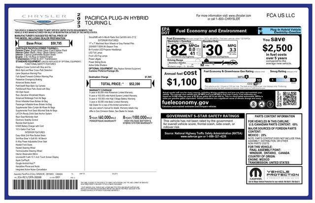 2023 Chrysler Pacifica Plug-In Hybrid Touring L
