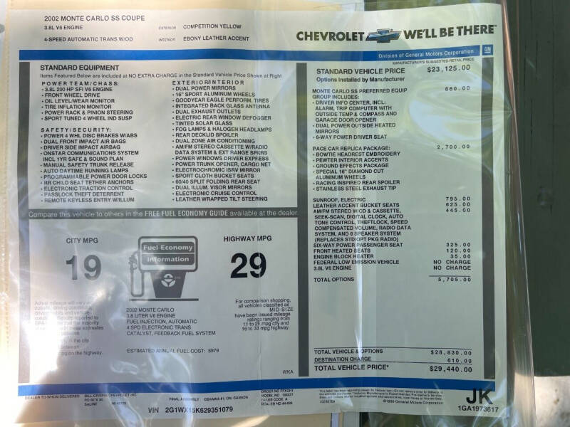 2002 Chevrolet Monte Carlo SS