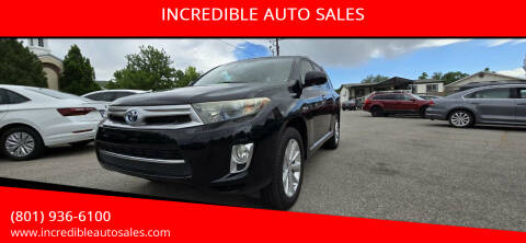 2013 Toyota Highlander Hybrid for sale at INCREDIBLE AUTO SALES in Bountiful UT