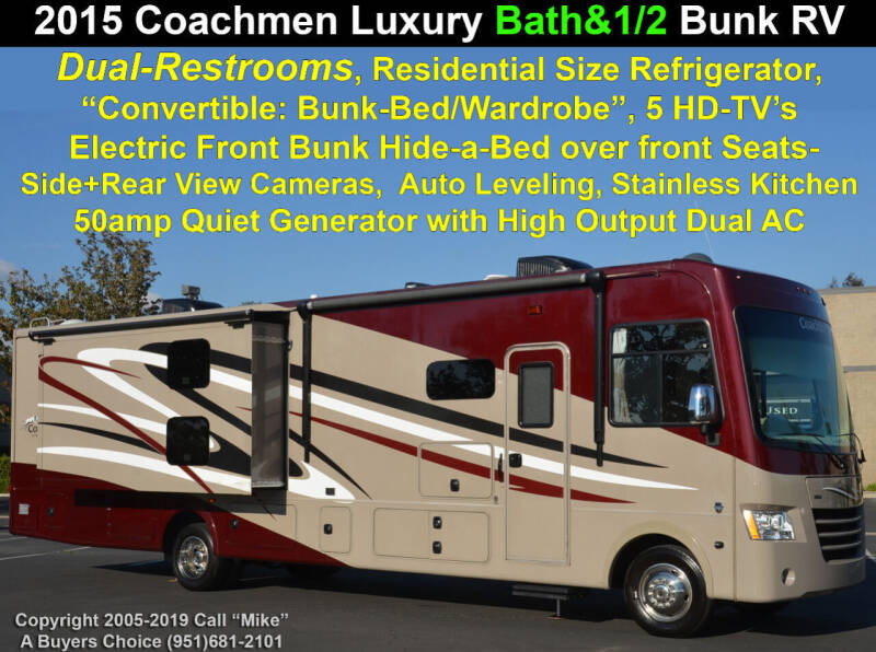 2015 Coachmen Mirada 35BH Bunk RV Bath & 1/2 for sale at A Buyers Choice in Jurupa Valley CA