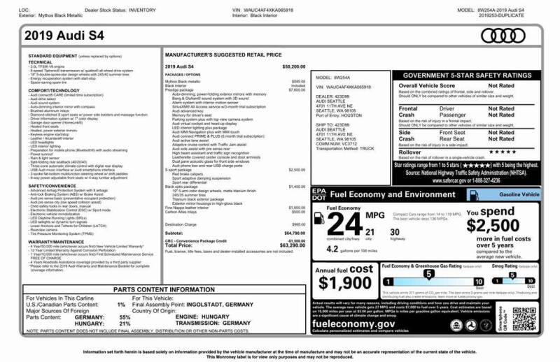 2019 Audi S4 3.0T quattro Prestige
