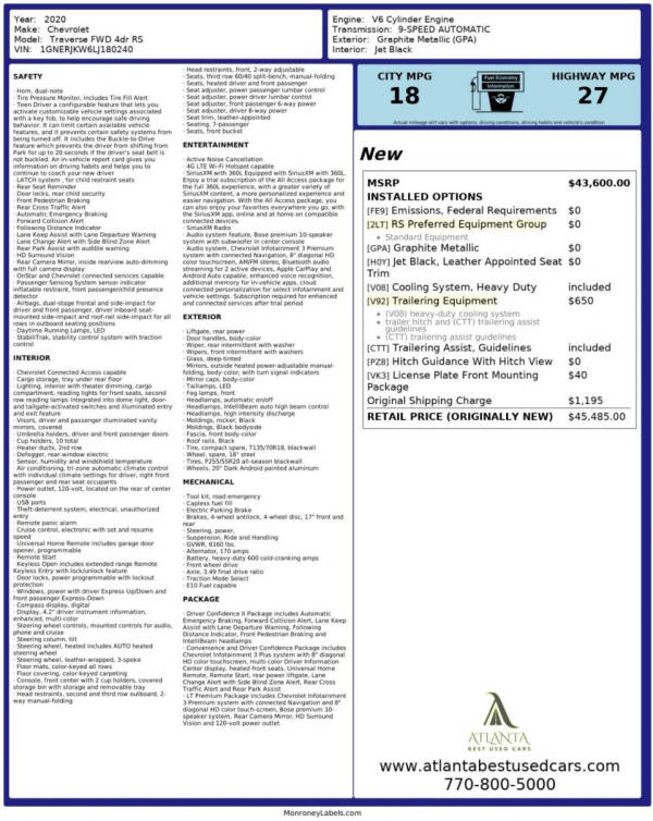 2020 Chevrolet Traverse RS