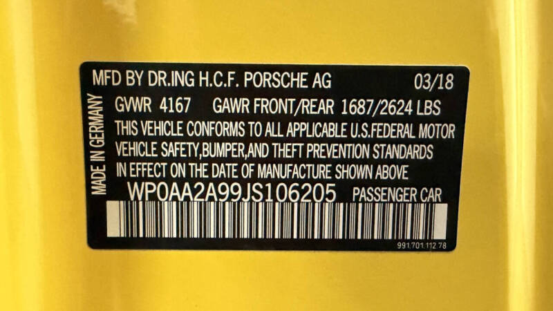 2018 Porsche 911 Carrera T