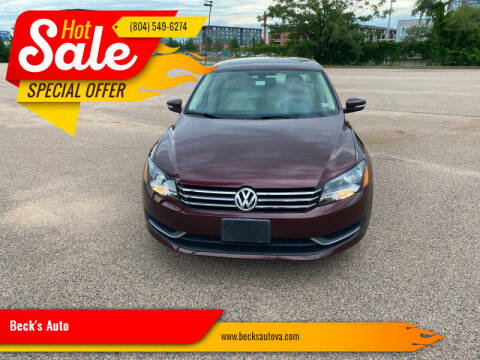 2013 Volkswagen Passat for sale at Beck's Auto in Chesterfield VA