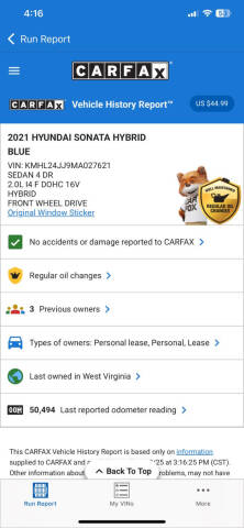 2021 Hyundai Sonata Hybrid Blue