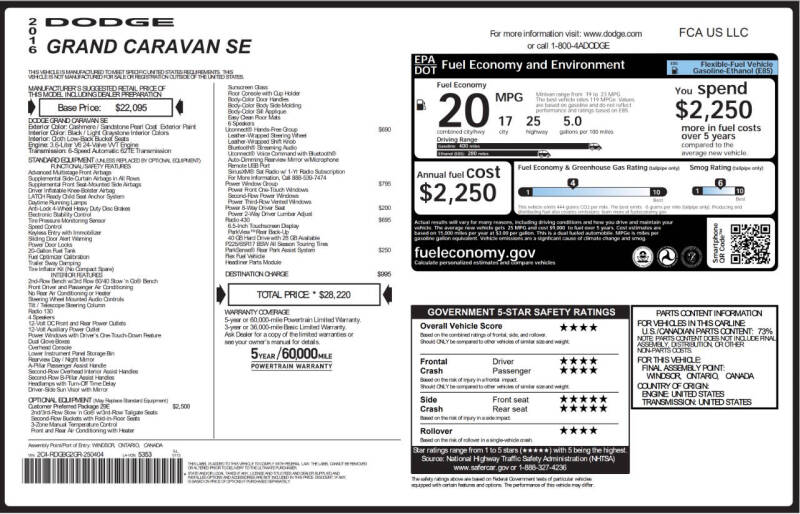 2016 Dodge Grand Caravan SE photo 8