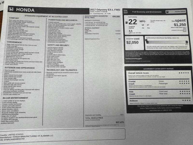 2017 Honda Odyssey EX-L w/RES
