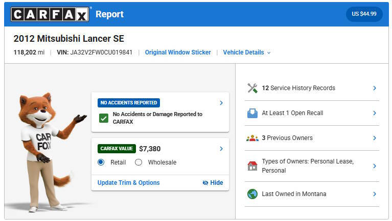2012 Mitsubishi Lancer SE
