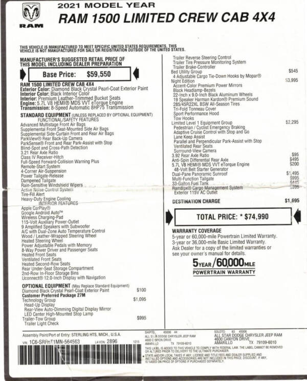 2021 RAM 1500 Limited