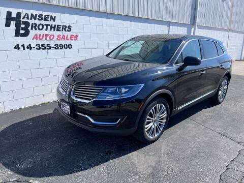 2018 Lincoln MKX for sale at HANSEN BROTHERS AUTO SALES in Milwaukee WI