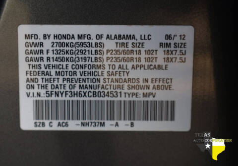 2012 Honda Pilot EX-L w/DVD