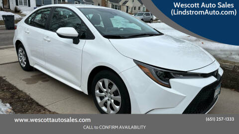 2020 Toyota Corolla for sale at Wescott Auto Sales (LindstromAuto.com) in Lindstrom MN