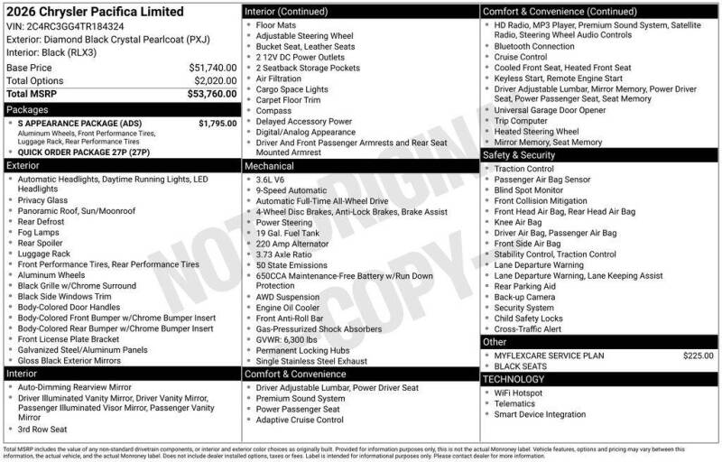 2026 Chrysler Pacifica Limited